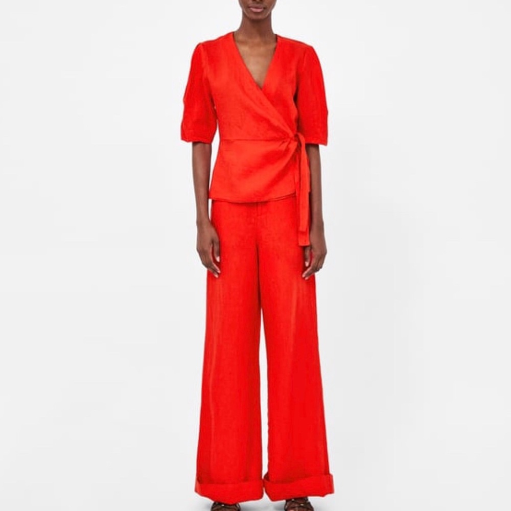 ZARA set of wide leg pants and wrap top